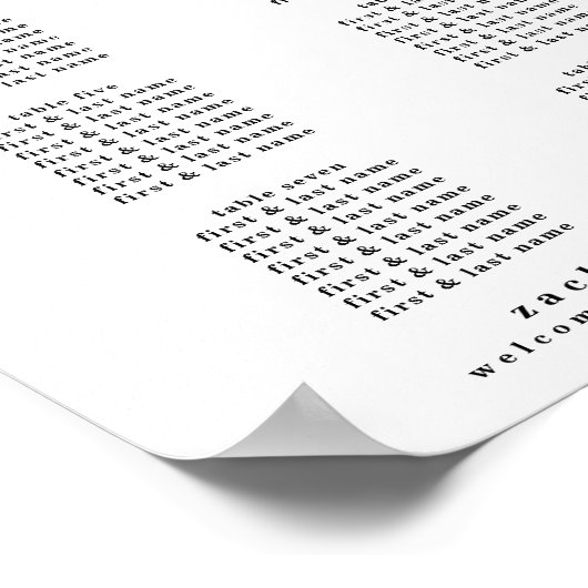 Modern Vet Zwart Wit Bruiloft Zitkaarten Teken Poster (Hoek)