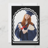 Modern vet zwart wit golvende boog foto Afstuderen Kaart (Achterkant)