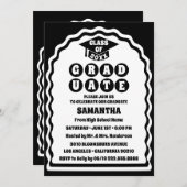 Modern vet zwart wit golvende boog foto Afstuderen Kaart (Voorkant / Achterkant)