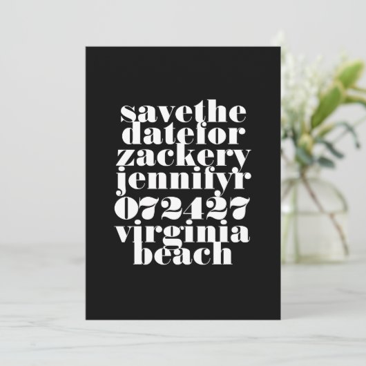 Modern Vet Zwart Wit QR Code Foto Bruiloft Save The Date (Staand voorkant)