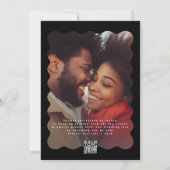 Modern Vet Zwart Wit QR Code Foto Bruiloft Save The Date (Achterkant)