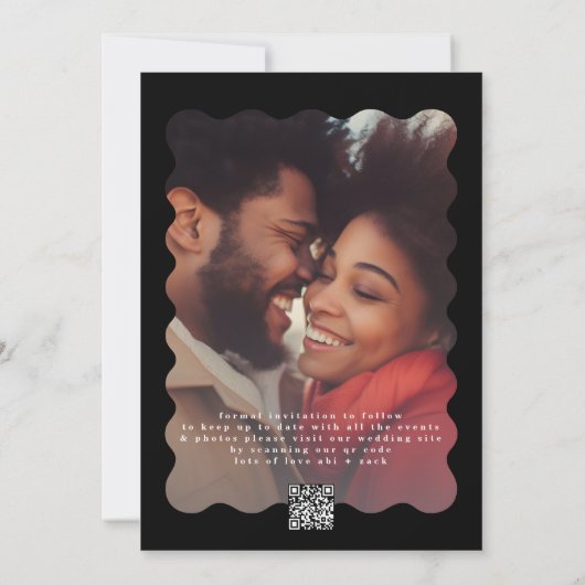 Modern Vet Zwart Wit QR Code Foto Bruiloft Save The Date (Achterkant)