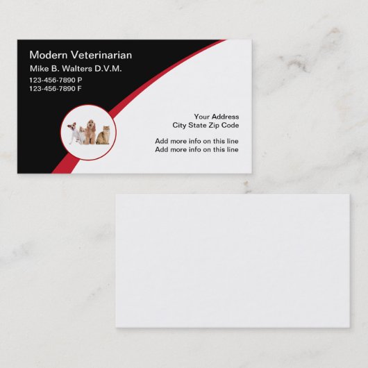 Modern Veterinarian Logo Emblem Visitekaartjes (Voorkant / Achterkant)