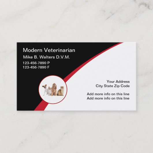 Modern Veterinarian Logo Emblem Visitekaartjes (Voorkant)