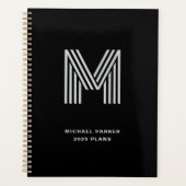 Modern vetmonogram | Zwart en grijs Planner (Voorkant)