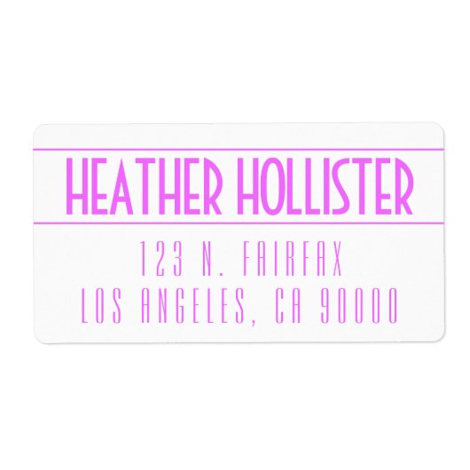 Modern Vette magenta & wit Etiket (Voorkant)