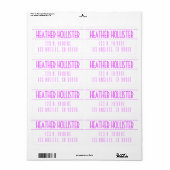 Modern Vette magenta & wit Etiket (Full Sheet)