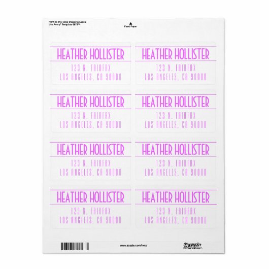 Modern Vette magenta & wit Etiket (Full Sheet)