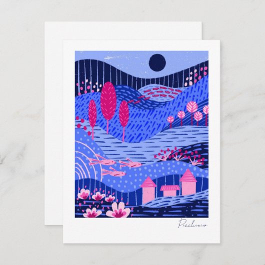 Modern Vibrant Dreamscape Notecard (Voorkant / Achterkant)