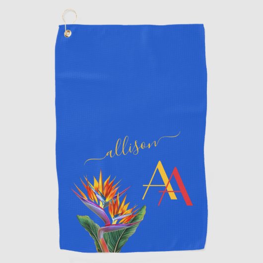 Modern Vibrant Floral Custom Monogram Golfhanddoek (Voorkant)