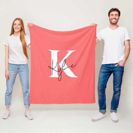 Modern Vibrant Gepersonaliseerde Monogram Naam - Fleece Deken (In situ)