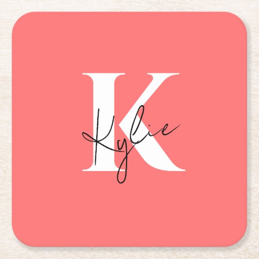 Modern Vibrant Gepersonaliseerde Monogram Naam - Kartonnen Onderzetters (Voorkant)