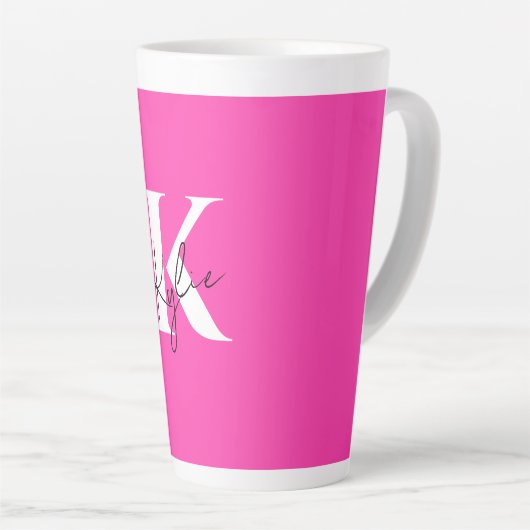 Modern Vibrant Gepersonaliseerde Monogram Naam - Latte Mok (Rechterhoek)