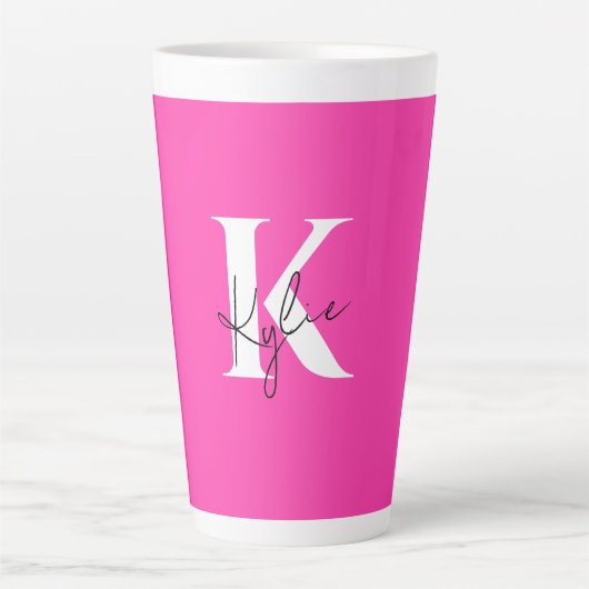 Modern Vibrant Gepersonaliseerde Monogram Naam - Latte Mok (Voorkant)