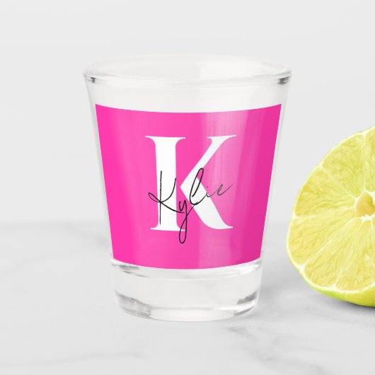 Modern Vibrant Gepersonaliseerde Monogram Naam - Shot Glas (Voorkant)