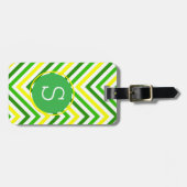 Modern Vibrant Green and Yellow Chevron Pattern Bagagelabel (Voorkant horizontaal)