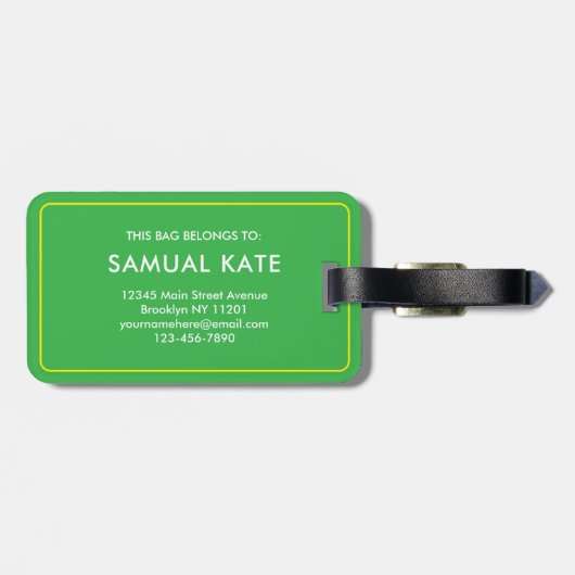 Modern Vibrant Green and Yellow Chevron Pattern  Bagagelabel (Achterkant horizontaal)
