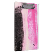 Modern Vibrant Hot Pink Monogram zwart Ink Klembord (Rechts)