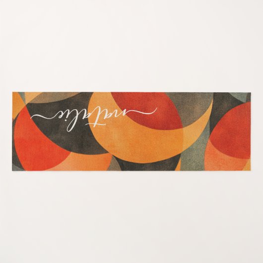 Modern Vibrant Retro Abstract Monogram Yogamat (Voorkant (horizontaal))