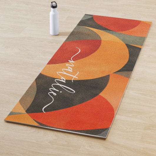 Modern Vibrant Retro Abstract Monogram Yogamat (In situ)