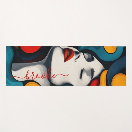 Modern vibrant retrofacemonogram yogamat (Voorkant (horizontaal))