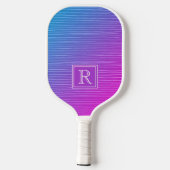 Modern vibrant roze blauw gradiëntmonogram pickleball paddle (Achterkant)