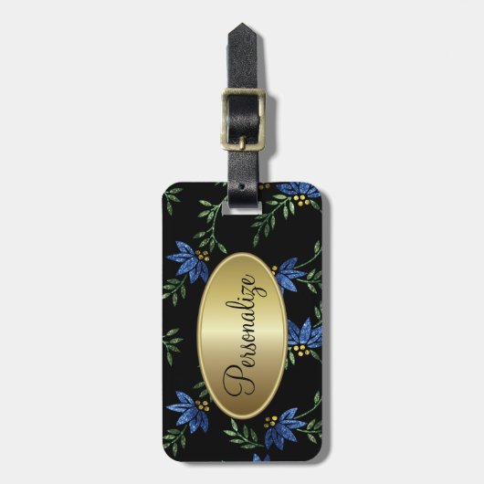Modern Victoriaans blauw ontwerp Bagagelabel (Voorkant verticaal)