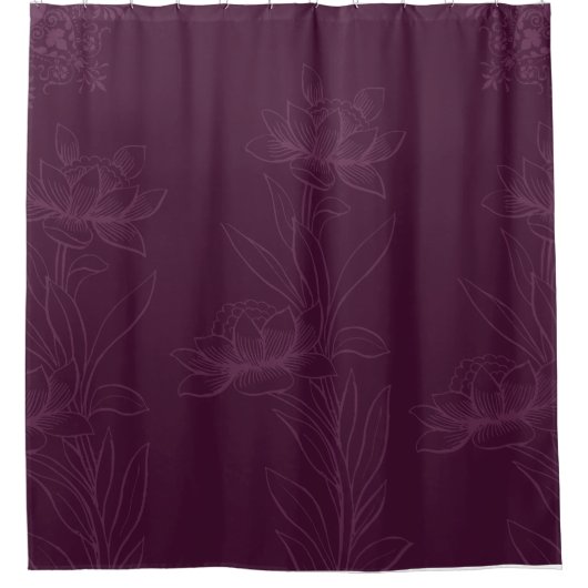 Modern Victoriaans Floral Paars Shower Curtain Douchegordijn (Voorkant)