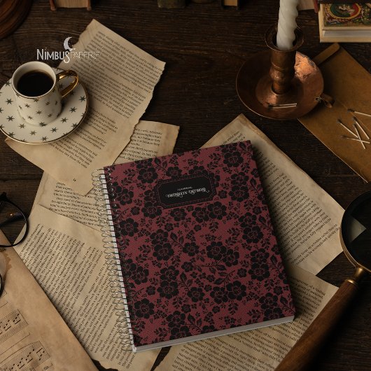 Modern Victorian Black Lace Deep Red Journal Notitieboek