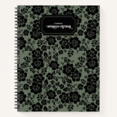 Modern Victorian Black Lace Sage Green Journal Notitieboek (Voorkant)