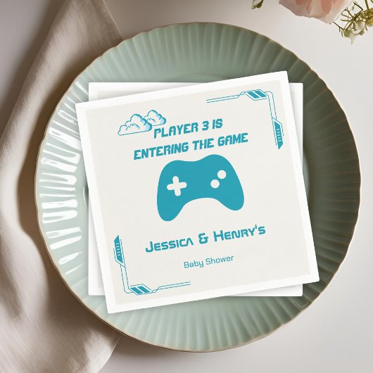 Modern Video Game Player 3 Gaming Baby shower Servet