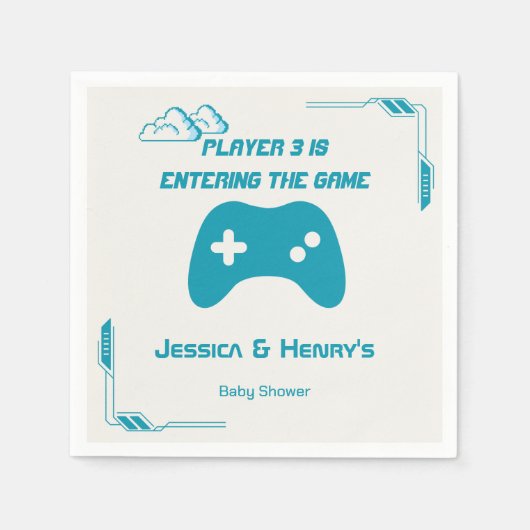 Modern Video Game Player 3 Gaming Baby shower Servet (Voorkant)