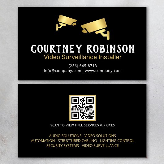 Modern Video Surveillance Installer QR Code Visitekaartje
