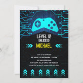 Modern Videospel Niveau Omhoog Verjaardagsfeest Kaart (Voorkant)