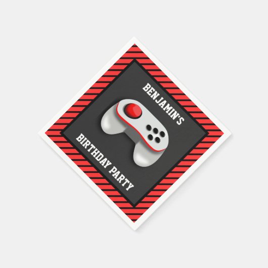 Modern Videospel Verjaardagsfeestdocument Servet (Hoek)