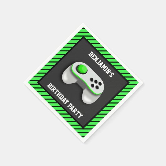 Modern Videospel Verjaardagsfeestdocument Servet (Hoek)