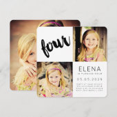 Modern VIER 4e verjaardag Jongen Girl-fotokaart Kaart (Voorkant / Achterkant)
