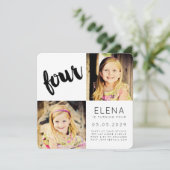 Modern VIER 4e verjaardag Jongen Girl-fotokaart Kaart (Staand voorkant)