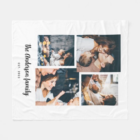 Modern vier fotocollage fleece deken (Voorkant (Horizontaal))