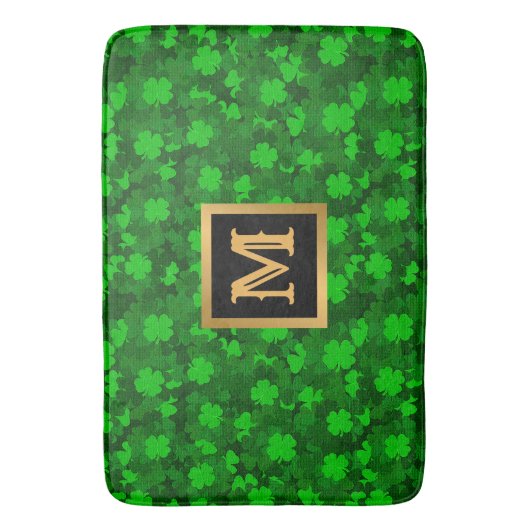 Modern Vier Leaf Clover Floral Bath Mat (Voorkant Verticaal)