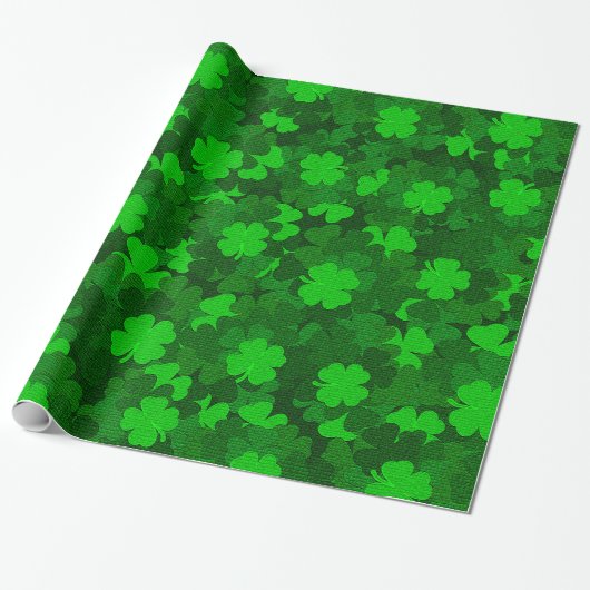Modern Vier Leaf Clover Floral Cadeaupapier (Uitgerold)