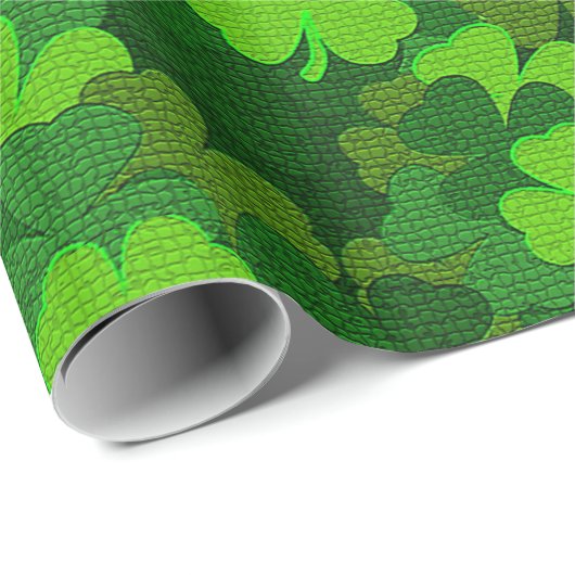 Modern Vier Leaf Clover Floral Cadeaupapier (Rol Hoek)