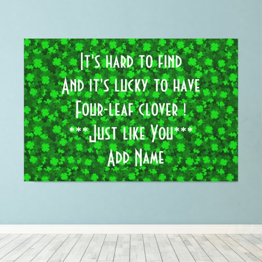 Modern Vier Leaf Clover Floral Canvas Afdruk (Insitu (Houten vloer))