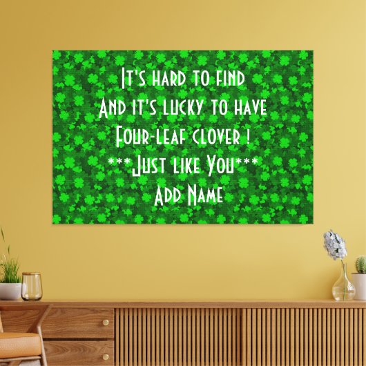 Modern Vier Leaf Clover Floral Canvas Afdruk (Insitu (Woonkamer))