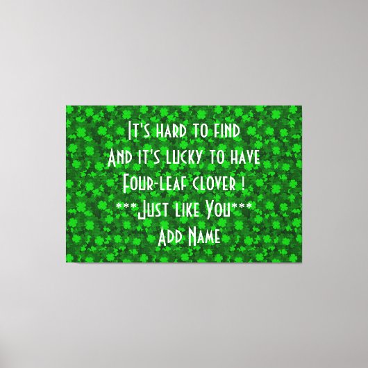 Modern Vier Leaf Clover Floral Canvas Afdruk (Voorkant)