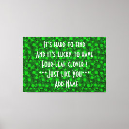 Modern Vier Leaf Clover Floral Canvas Afdruk