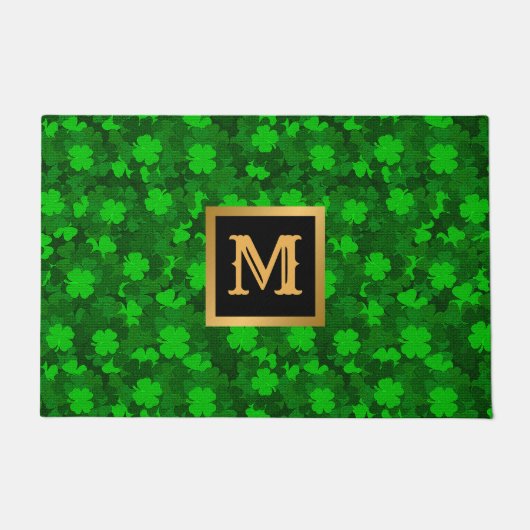 Modern Vier Leaf Clover Floral Doormat Deurmat (Voorkant)