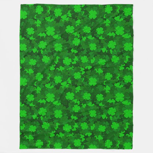 Modern Vier Leaf Clover Floral Fleece Deken (Voorkant)