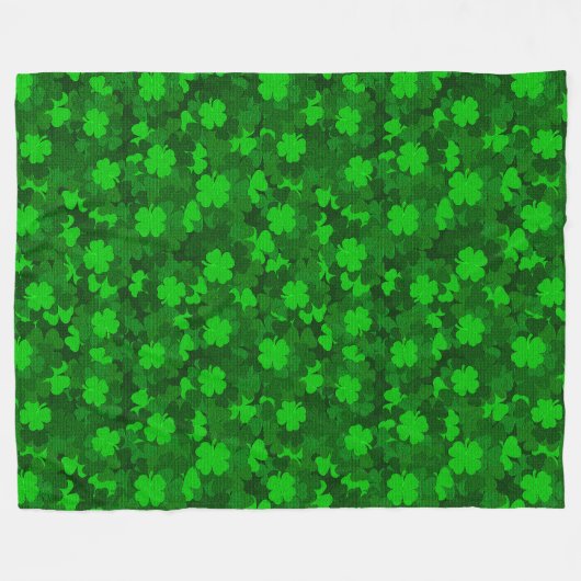 Modern Vier Leaf Clover Floral Fleece Deken (Voorkant (Horizontaal))
