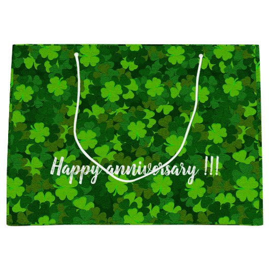 Modern Vier Leaf Clover Floral Groot Cadeauzakje (Voorkant)